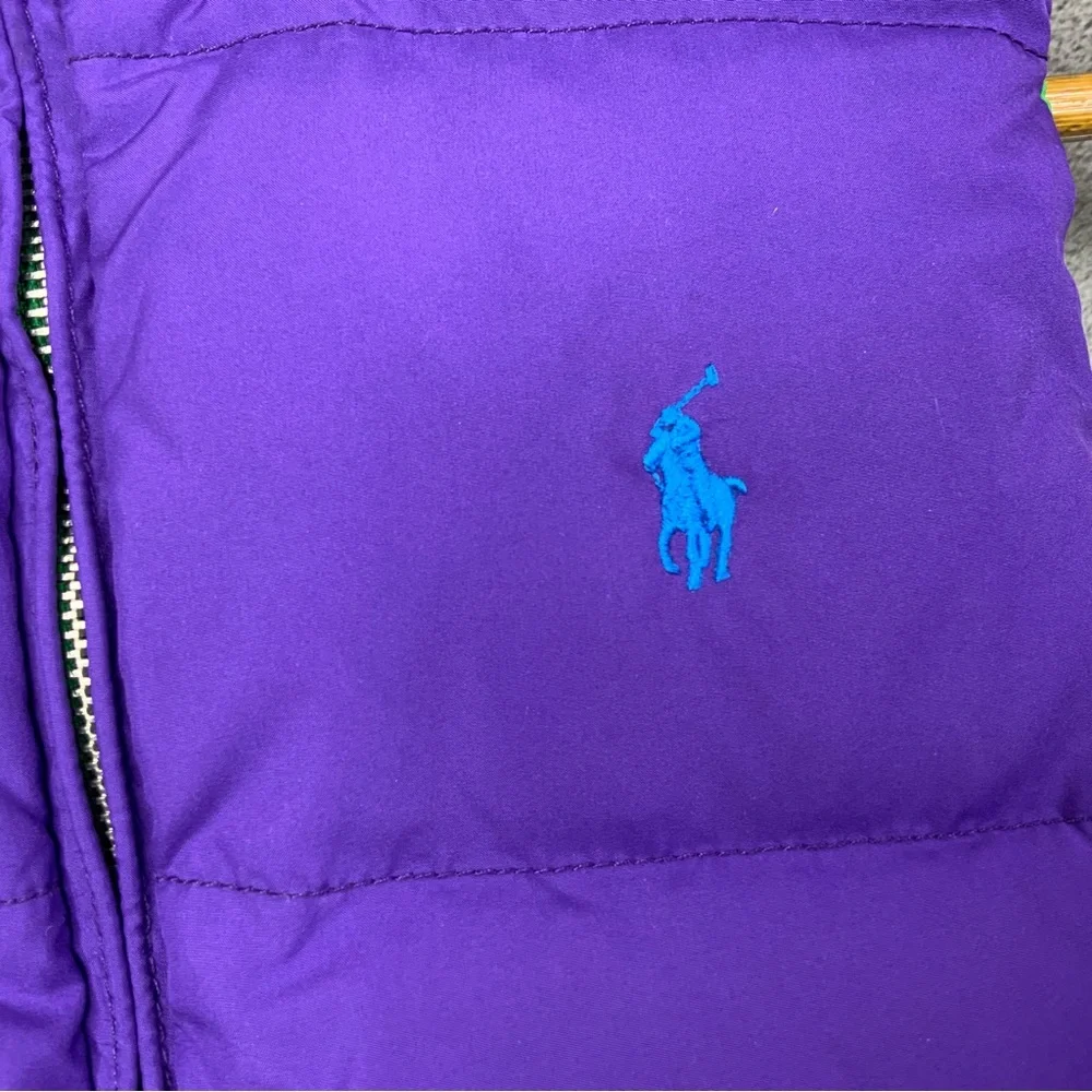 Ralph Lauren Purple/Green Reversible Full-Zip Puffer Vest. Kids Size Med. (8-10)